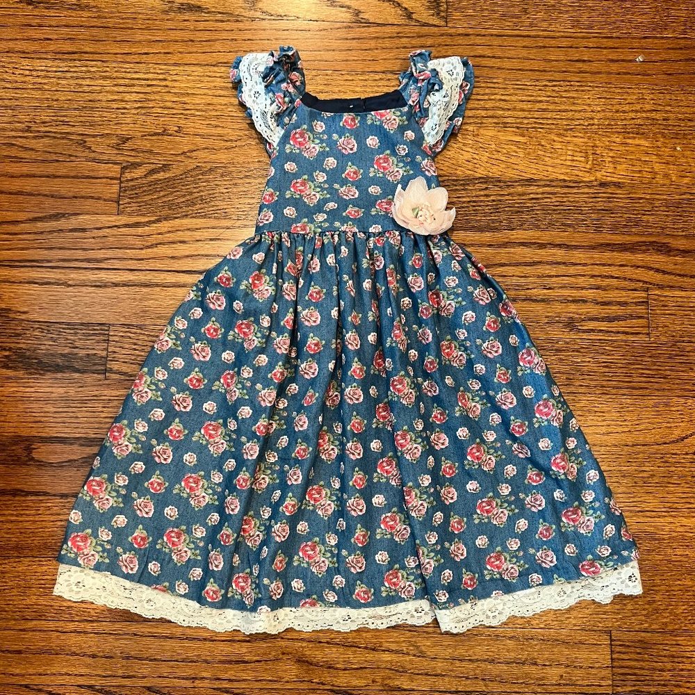 BONNIE JEAN Long Floral Lace Toddler Dress 4T